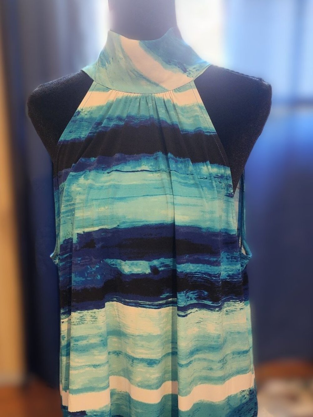 The Limited blue and white striped sleeveless halter neck top size XL